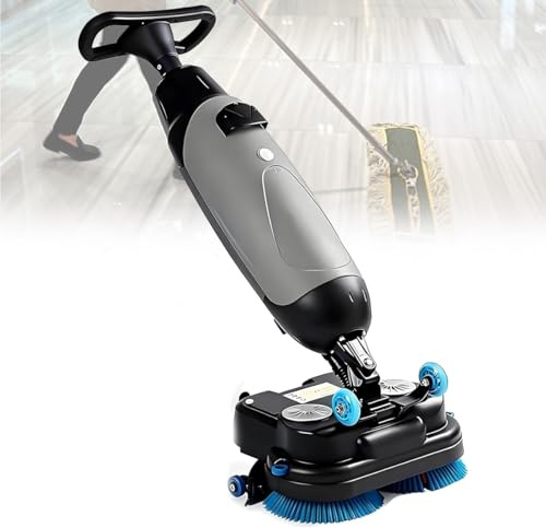 Kommersiell golvskrubbmaskin, kommersiell sladdlös industriell golvrengöringsmaskin, 45 cm rengöringsbredd, roterande dubbla borstar, 360° roterande huvud(Gray)