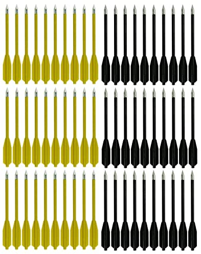 SPEED TRACK 60PCS Yellow and Black 6.25 Inch 50-80LB Mini Archery Crossbow Bolts Set with Sharp Metal Tip, Reusable Durable Arrow Dart For Shooting Target Practice, Small Hunting Game, Outdoor Fishing