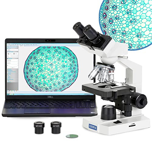 AmScope M82ES-A188V-SCP100 OMAX Zusammengesetztes LED-Binokularmikroskop mit Vinylgehäuse, Leeren Objektträgern, Abdeckungen, Linsenpapier, 40x-2000x