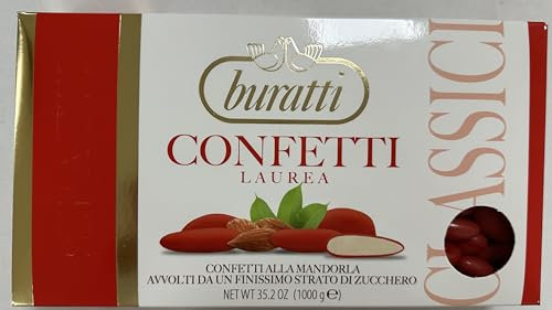Buratti Confetti Dragées aux Amandes Mondées de Couleur Rouge 1 Kg