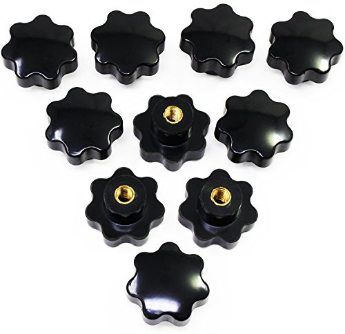 HSEAMALL 10 piezas tuerca estrella M8 tuercas cabeza de apriete pomo mango tuerca mariposa tuerca interior latón para máquinas y equipos, muebles