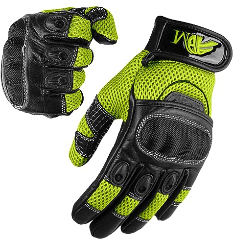 Prime läder damer full finger sommar säsong cykling pekskärm läderhandske för motorcykel motocross motorcykel ridning knogrskydd andas racinghandskar 9001 dam färgalternativ modell L 9001 Flouroscent LDY