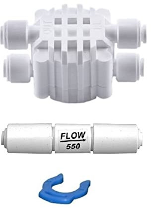 Planet-Aqua Abschaltautomatik Vierwegeventil RO 5 + Flow 550 Durchflussbegrenzer für die Osmoseanlage Umkehrosmose Filter Anlage mit Membrangehäuse