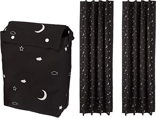 Amazon Basics Portable Blackout Curtain Shade with Suction Cups for Window, Noise Reducing, Energy Saving, 50W x 78L, Moon and Stars, 2-Pack