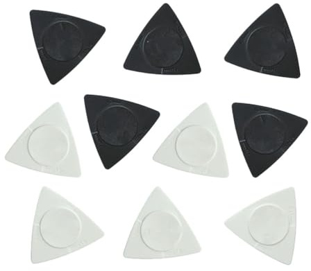 10 Pcs Triangle Guitar Picks - 3-in-1 Thickness (0.5mm, 0.75mm, 1mm) - Professional Plectrums for Acoustic and Electric Guitar - Black & White Set
