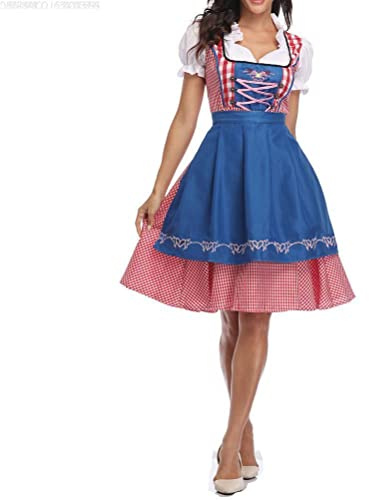 Spier Oktoberfest-dräkt kvinnor i nationell stil, för ölfestival, jungfrudräkt för Oktoberfest, dirndl-klänning med förkläde, hembiträde, uniform, dräkt