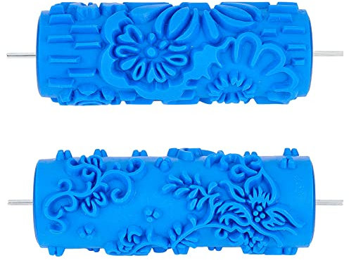 OLYCRAFT 2Styles Rodillo de pintura con patrón de 190 mm rodillo de goma decorativo rodillos de goma texturizados textura de pared cepillo de plantilla para muebles de pared