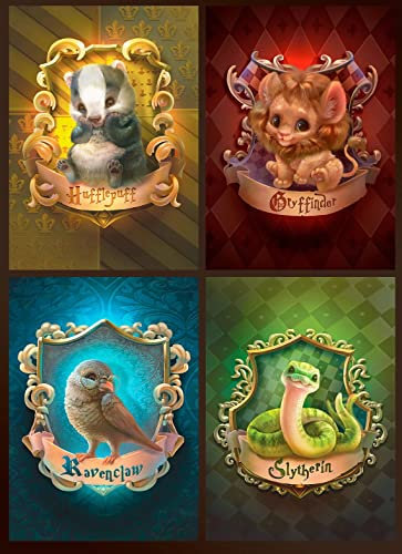 KEYRANKE 4 Stück Diamond Painting Harry Potter Set, Diamond Painting Bilder Kinder Mädchen Erwachsene Tiere diy 5d Diamant Malerei Painting Bilder für Weihnachtsges-chenk 30x40cm