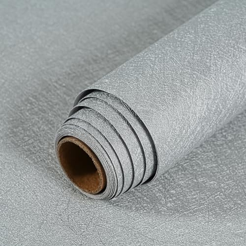 LOVADA Peel and Stick-tapeter, silvergrå, väggpapper i silke – 40 x 250 cm, självhäftande tapet, skala av och klistra på, lätt att klistra på väggkontaktpapper för ställ, bord, bord,