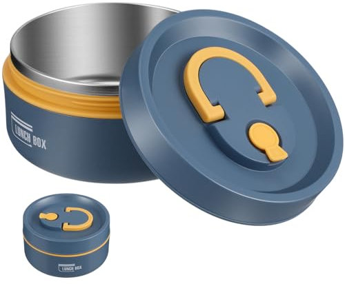 Cabilock Bento Lunch Box, Stainless Steel Lunch Box, Leak Proof Hot Food Jar, Food Flask Meal Prep Container for Adult Students Office, Microwave Dishwasher Safe, S