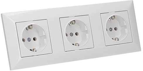 Voxura Concept Komplett Set: 3x SCHUKO Steckdose + 3fach Abdeckrahmen weiß 50 x 50 mm