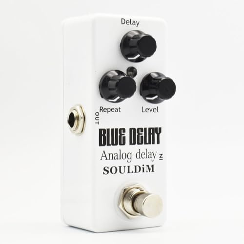 SoulDiM Pedal de efecto de guitarra de retardo analógico con interruptor True Bypass, mini pedal de efecto de retardo de guitarra eléctrica (retraso azul)