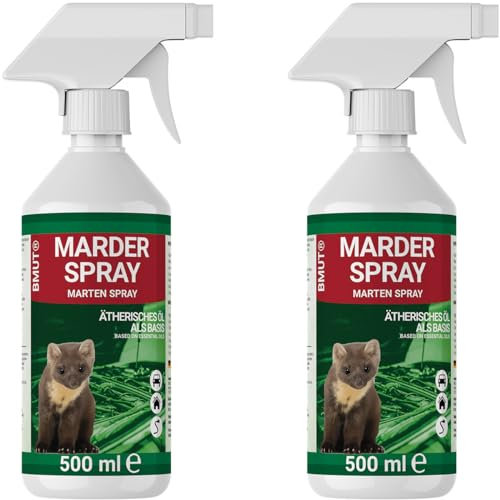 BMUT 2x500ml Marderspray für Auto, Dachboden & Garage, Sofort & Langfristig, Marderschreck & Marderabwehr (1000ml)