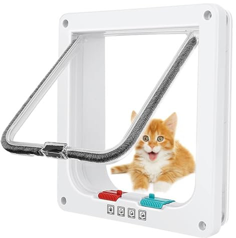 Katzenklappe Außentür, Katzen Hundeklappe 4 Wege Magnet, Katzentür für Fenster, Magnetisches Haustiertür, Geräuschlos, Installieren Leicht, für Innen Außentür, Fenster, Wand (Groß, 25 * 23,5cm)
