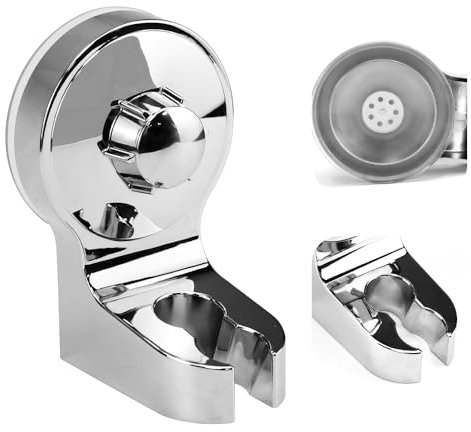 ADERTOS Soporte para Cabezal de Ducha, Soporte para Ducha Ajustable, Soporte para Alcachofa de Ducha, Soporte Ducha Sin Taladro, Soporte Ducha Mano Con Ventosa Fuerte para Baño (Plata)