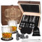 NVIYAM Juego de Vasos de Whisky, Regalos para Hombres, 8 Piedras de Whisky y 2 Vasos Whisky Trenzados y 2 Posavasos,Vasos Whisky Cristal,Regalos Personalizados para Hombre,con lo Cubitos de Whisky