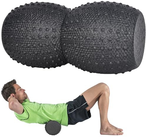 Faszienrolle Wirbelsäule (34 x 17 cm), Massageroller Rücken mit Aussparung für Die Wirbelsäule, Faszienrolle mit 3D-Texturmassage mittlere Härte, Foam Roller, für Rücken Nacken Beine Yoga und Fitness