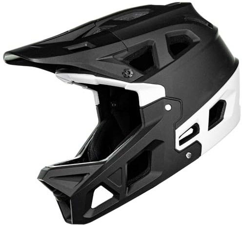 ILM Adult Mountain Bike Helmet Men & Women Full Face Lightweight BMX MTB Helmet ASTM CPSC CE Certified Cycling Helmet Model ZL-B068 (BW, Medium)