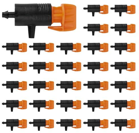 Lot de 30 Goutteurs D'irrigation Dispositifs D'arrosage des Plantes 0 à 200L émetteurs De Goutte à Goutte Réglables Micro Pulvérisation Débit D'eau Arroseur Système D'arrosage Goutte à Goutte Pièces