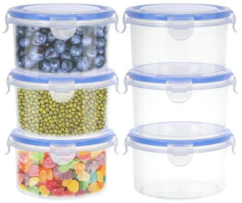 Kssvzz Set di 6 Contenitori per Alimenti con Coperchio, 600ml Contenitori Ermetici per Alimenti, Contenitori Plastica con Coperchio Senza BPA, Impilabile