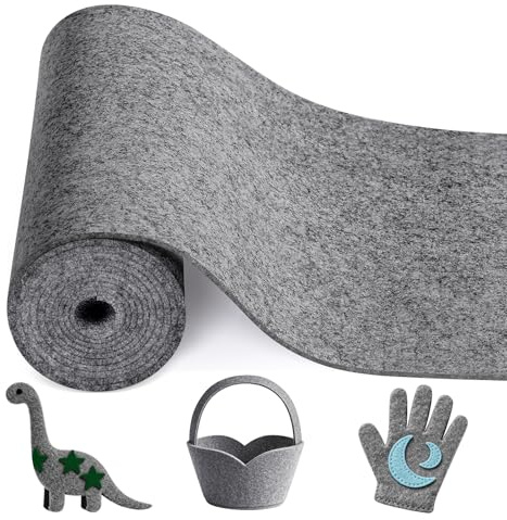moinkerin Rotolo di Feltro al Metro 300cm x 30cm x 3mm Tessuto di Feltro per Fai da Te, Artigianato, Patchwork,Cucito,Hobbistica,Decorazione (Grigio Scuro)