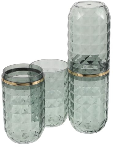 MAGICLULU 2pcs Portable Toothbrush Cup Set in Green Pet with Lid, Multi-Function Travel Toothbrush Holder for Daily Oral Care and Bathroom Storage