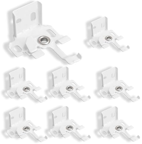 fKiZanthene Confezione da 8 staffe per tende a pacchetto in plastica bianca con inserto in metallo per montaggio e riparazione superiore, clip e staffe per installazione di finestre e tende