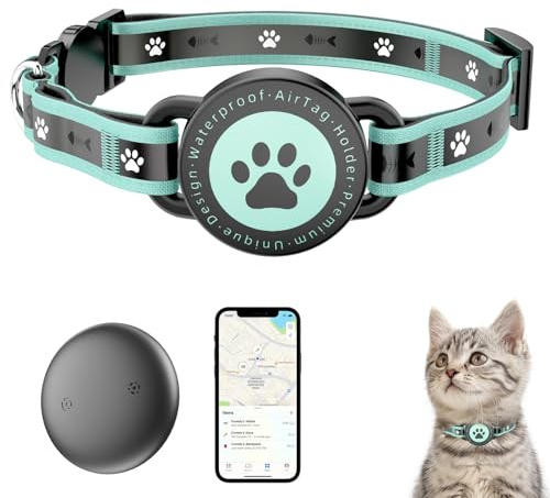 GPS Cat Tracker Collar(iOS & Android), Bluetooth Mini GPS Dog Tracker, Smart Pet Activity Tracker, No Monthly Fee, Work with Apple Find My & Google Find Hub, Finder Tag for Pets,Items (1 Pack)