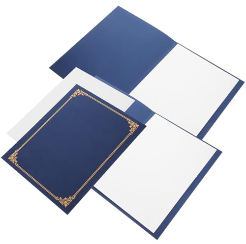 Beavorty Set da 3 Cartelle di Presentazione per Certificati, Copertina in Carta Resistente Colore Blu Scuro, Porta Diploma per Cerimonie di Premiazione e Laurea, Formato Standard