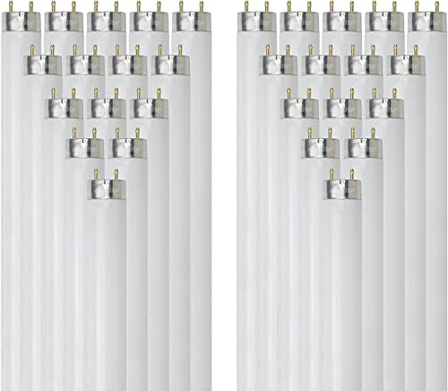 Sunlite F32T8/SP841 T8 Linear Fluorescent Lamp, 32 Watts, 3050 Lumens, 4100K Cool White, Medium G13 Bi Pin Base, High Performance Straight Tube, 30 Pack