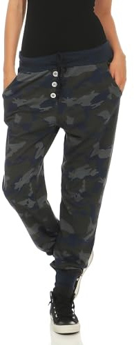 Malito CamouflagePantaloni Boyfriend Harem Aladin Sbuffo Pantaloni Pump Baggy Yoga 8019 Donna Taglia Unica (Nero)