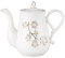 TRI Porzellan-Kaffeekanne, Teekanne Porzellankanne, Blumenmuster, Vintage, spülmaschinengeeignet, Porzellan, 20 x 23 x 12 cm, 1200 ml, Weiß