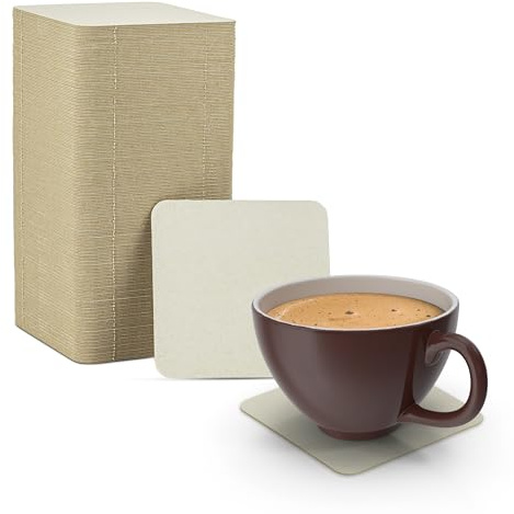 MT Products 4” Blank Off-White Heavyweight Cardboard Square Coasters for Your Beverages 2 MM Thickness (100 Pieces) - Made in The USA