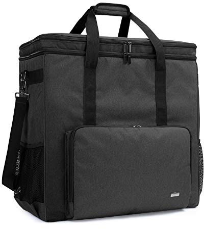 CURMIO Double-Layer Carrying Case for Computer Tower, Desktop Computer Travel Storage Tote Bag for PC Chassis, Keyboard, Cable and Mouse, Headphone, Bag Only, Black