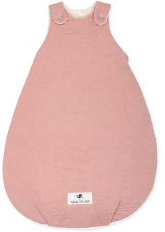 Julius Zöllner Babyschlafsack gefüttert Musselin 2,5 TOG Gr. 50/56 | 100% Baumwollmusselin | Oeko-TEX Standard 100 | Dusty Rose