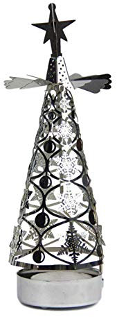 Weihnachten Teelichthalter Rotierender Kerzenhalter Weihnachten Deko, Metall Baumförmig Drehender Kerzenständer Tischdekoration, Vintage Weihnachtsbaum Schneeflocken Muster Kerzen Ständer Tischdeko
