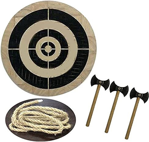 ghjdm Jeu De Fléchettes, Jeu De Cibles en Bois, Jeu De Fléchettes Et De Haches, Cible De Fléchettes, Hache De Lancer, Planche Ronde en Paulownia, Peut Également Être Utilisé pour Les Pendentifs