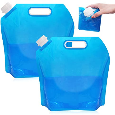 Horuili® Wassersäcke Faltbare, Wasserbehälter, 2 Stück 10L Tragbarer Zusammenklappbarer Trinkwassertank, Wiederverwendbar mit Dichtem Deckel, Geeignet zum Wandern, Camping, Grillen, Picknick, Reisen