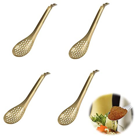 4 Pezzi Cucchiaio Molecolare, Cucchiaio di Caviale Inossidabile, Cucchiaio di Caviale, Piccolo Cucchiaio Scanalato in Acciaio, Cucchiaio Molecolare in Acciaio per Cucina, Ristorante, 56 Fori