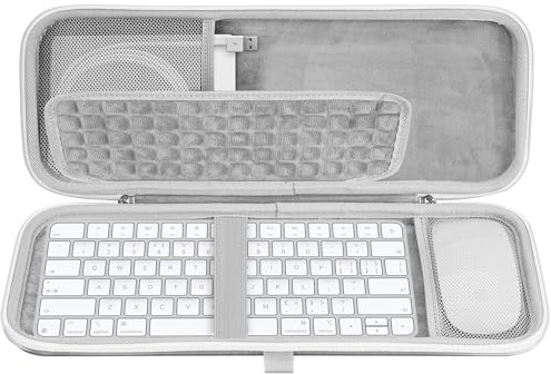 Geekria tangentbordsväska, hårt skal skyddande reseväska, kompatibel med Apple Magic Keyboard (MXCL3LL/A) / MK2A3LL/A / MXCK3LL/A / MK293LL/A, mus-combofodral (ljusgrå)