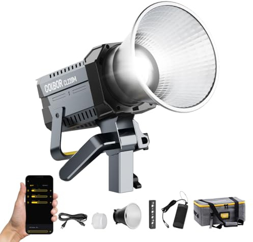 Lampe Vidéo, COLBOR CL220M Pro 220W Lumière de Studio 5600K Daylight CRI96+ 58,100Lux@1m COB Video Light avec Contrôle APP Bowens Mount 7 Effets d'Éclairage, Lampe-Vidéo-Lumière-Studio-Photographie