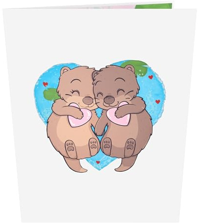 MOKIO® Tarjeta Pop-Up – Nutrias enamoradas – Tarjeta regalo 3D para cumpleaños o aniversario, Te amo Tarjeta de amor emergente con nutrias