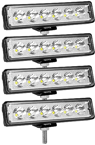 SKYWORLD 4 Pcs 6 Inch Mini LED Work Light Bar 18W Slim Spot Offroad Lights