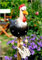 DYOUen Huhn Deko Garten Handarbeit Gartenstecker Hahn Gartenstatue Henne Gartendeko Hühner Gartenfigur Harz Gartendekoration, fur Outdoor Balkon Wohnzimmer (Schwarz)