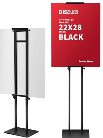 DISPLAYSWORKER Poster Stand for Display,Double Sided Banner Floor Stand with heavy duty Metal Base, Adjustable Pedestal Signage Up to 78 inches for Board & Foam Sign (Double-Pole)