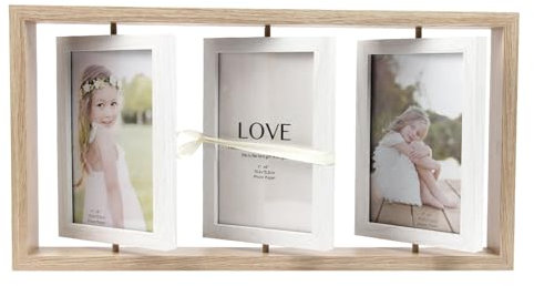 Suerhatcon Cornice rotante per foto da 10 x 15 cm, cornice portafoto in legno a doppio lato, collage, 6 foto, regali per compleanno, matrimonio, vacanze