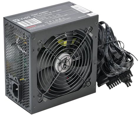 JUSTOP Black 650W PSU, ATX Switching Power Supply, Computer Desktop PC, With 120mm Fan, 8-Pin 12V, 6+2 Pin PCI-E, 6x SATA (650W)