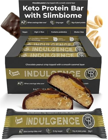 SnackSmart Keto Protein Bars with Slimbiome® – Low Carb, High Protein, Low Sugar Snack for Weight Loss & Gut Health – Prebiotic, Ozempic-Friendly Chocolate Peanut Bar GLP1 Alternative Snack (12 x 35g)