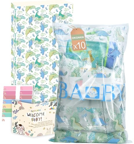 OKONKN 10 bustine corredino neonato ospedale-Sacchetti Cambio Neonato Ospedale Riutilizzabili per Asilo e Viaggi - Idea Regalo per Future Mamme (Dinosauro/Flamingo)