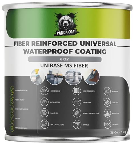 PandaCoat Masilla impermeable reforzada con fibra de vidrio, plástico líquido, resistente a los rayos UV, sellado de fibras, balcones, hormigón, madera, artes, tejados y caravanas (1 kg)